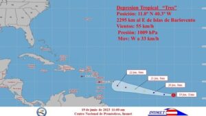 Se forma la depresión tropical Tres en el Atlántico Central