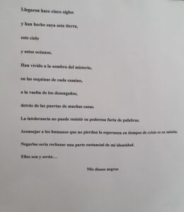 Versos de Poll Gutiérrez dedicados a Los Dioses Negros